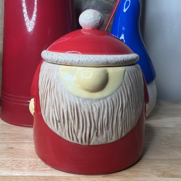 New santa Gnome Cookie Jar Lid Canister Container Red 8.5” - Picture 3 of 15